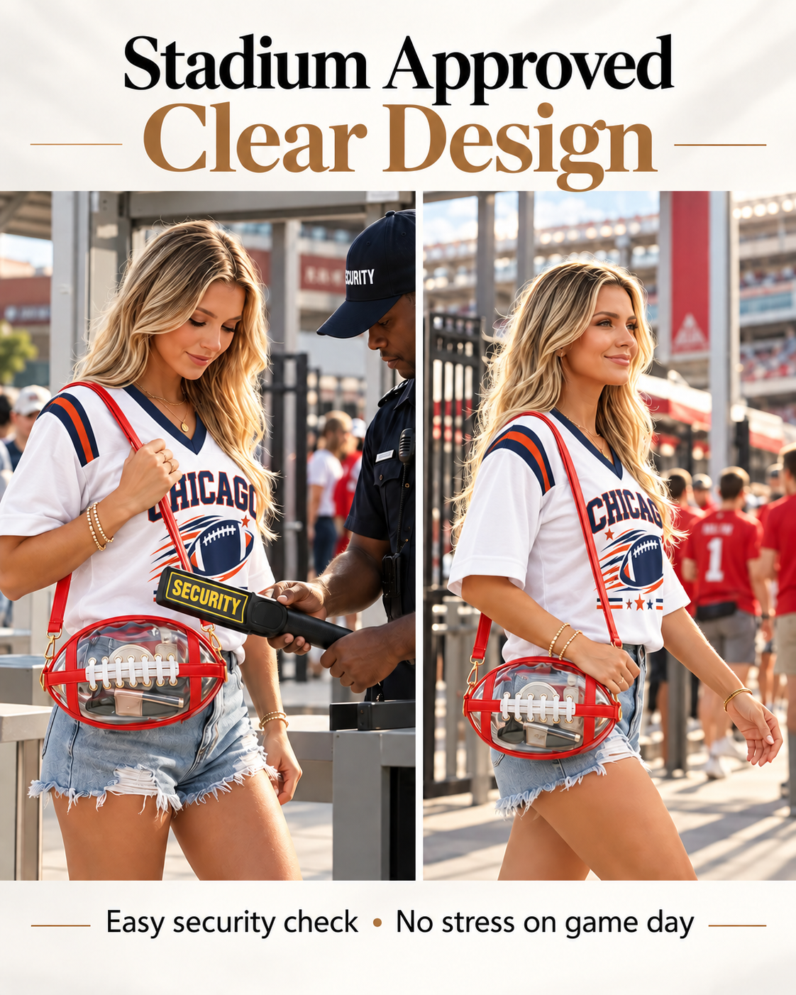 Football Shaped Clear Bag – Stadium Approved Game Day Crossbody Bag
