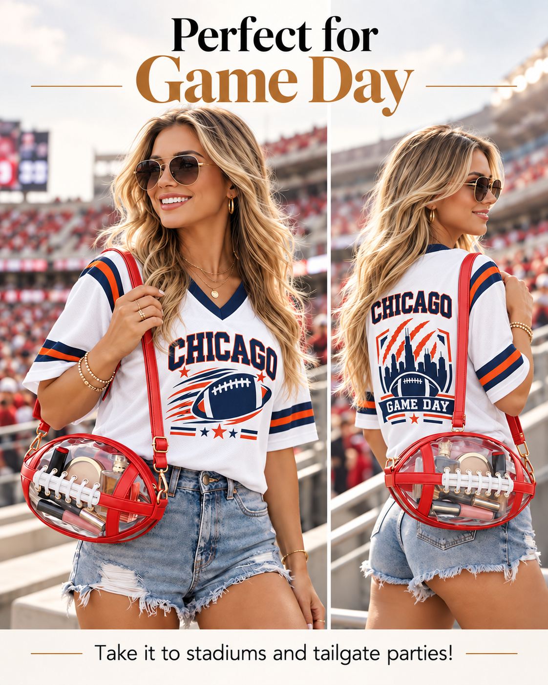 Football Shaped Clear Bag – Stadium Approved Game Day Crossbody Bag