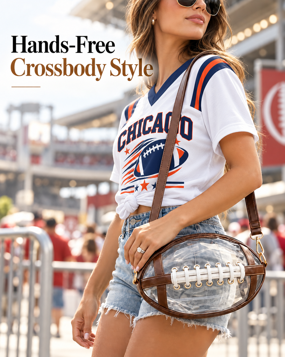 Football Shaped Clear Bag – Stadium Approved Game Day Crossbody Bag