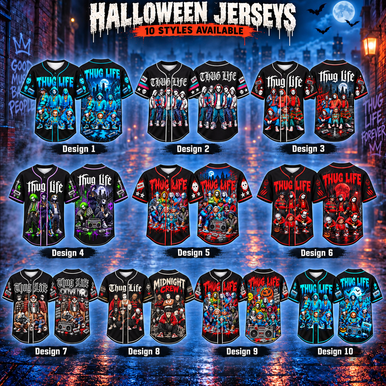 Thug Life Horror Slasher Baseball Jersey, Classic Horror Movie Shirt