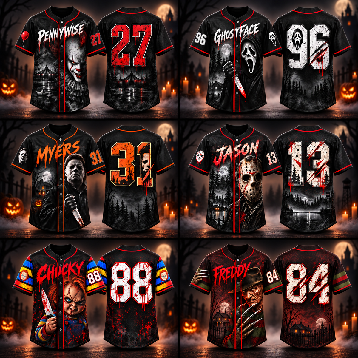 Horror Slasher Baseball Jersey, Classic Horror Movie Shirt