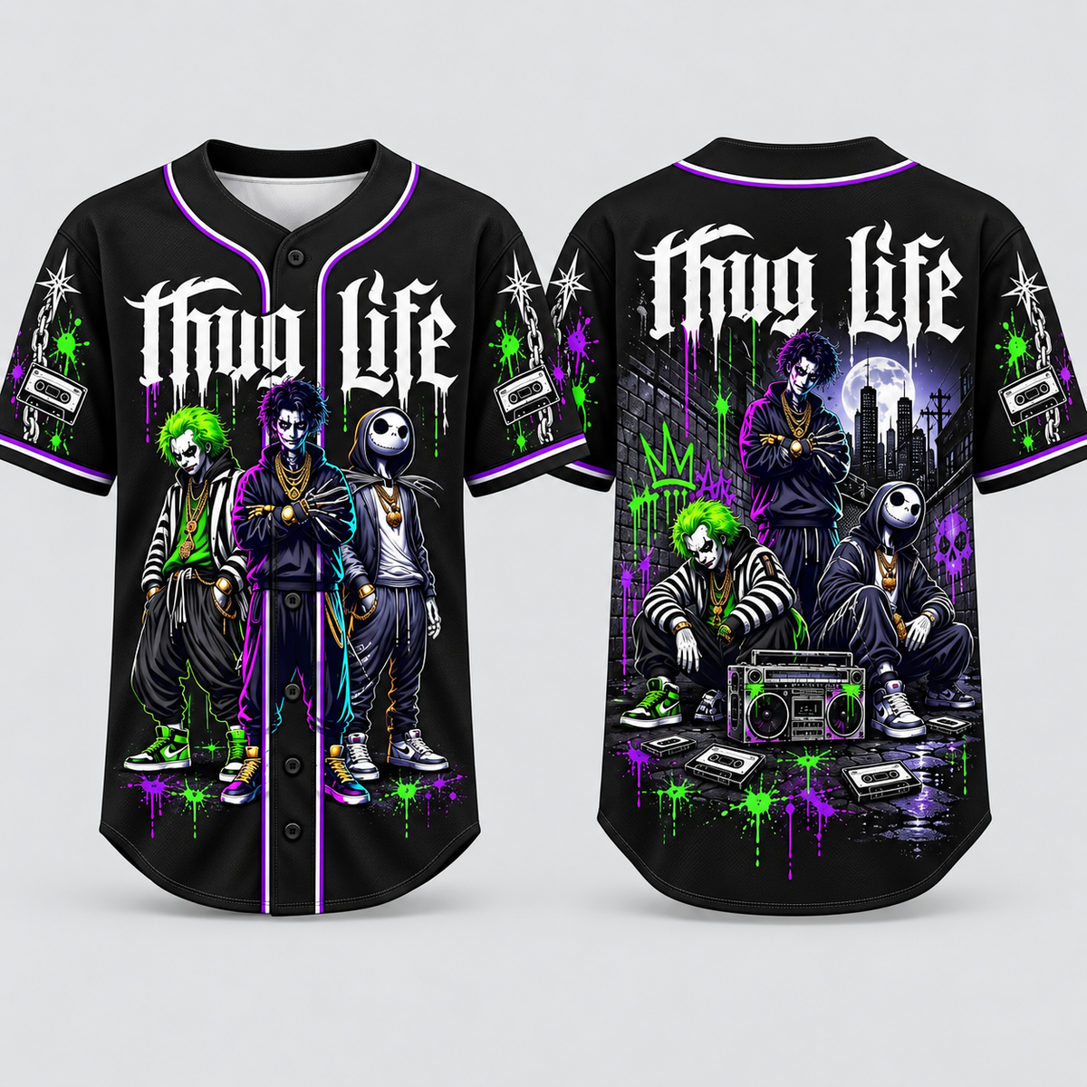 Thug Life Horror Slasher Baseball Jersey, Classic Horror Movie Shirt