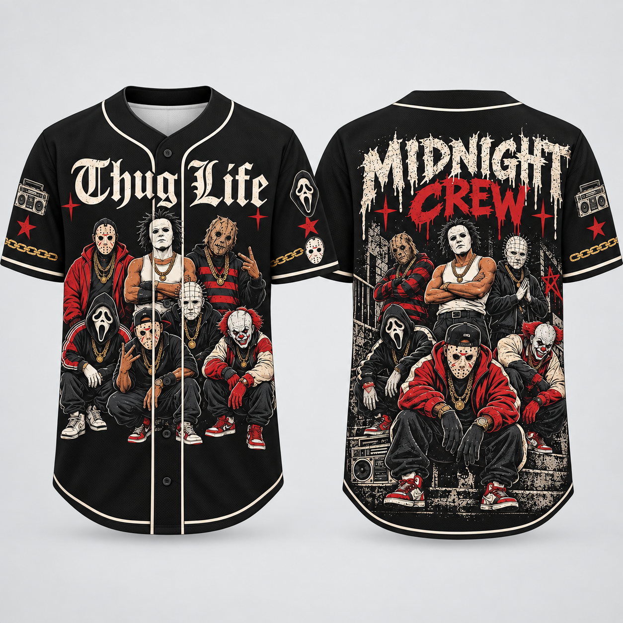 Thug Life Horror Slasher Baseball Jersey, Classic Horror Movie Shirt