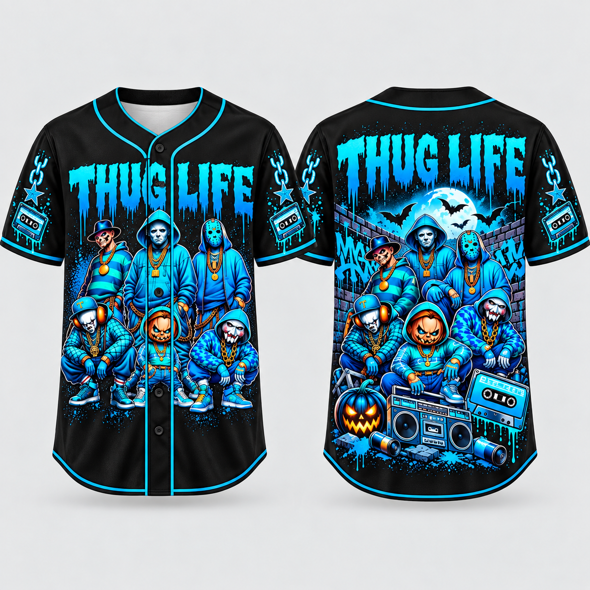 Thug Life Horror Slasher Baseball Jersey, Classic Horror Movie Shirt