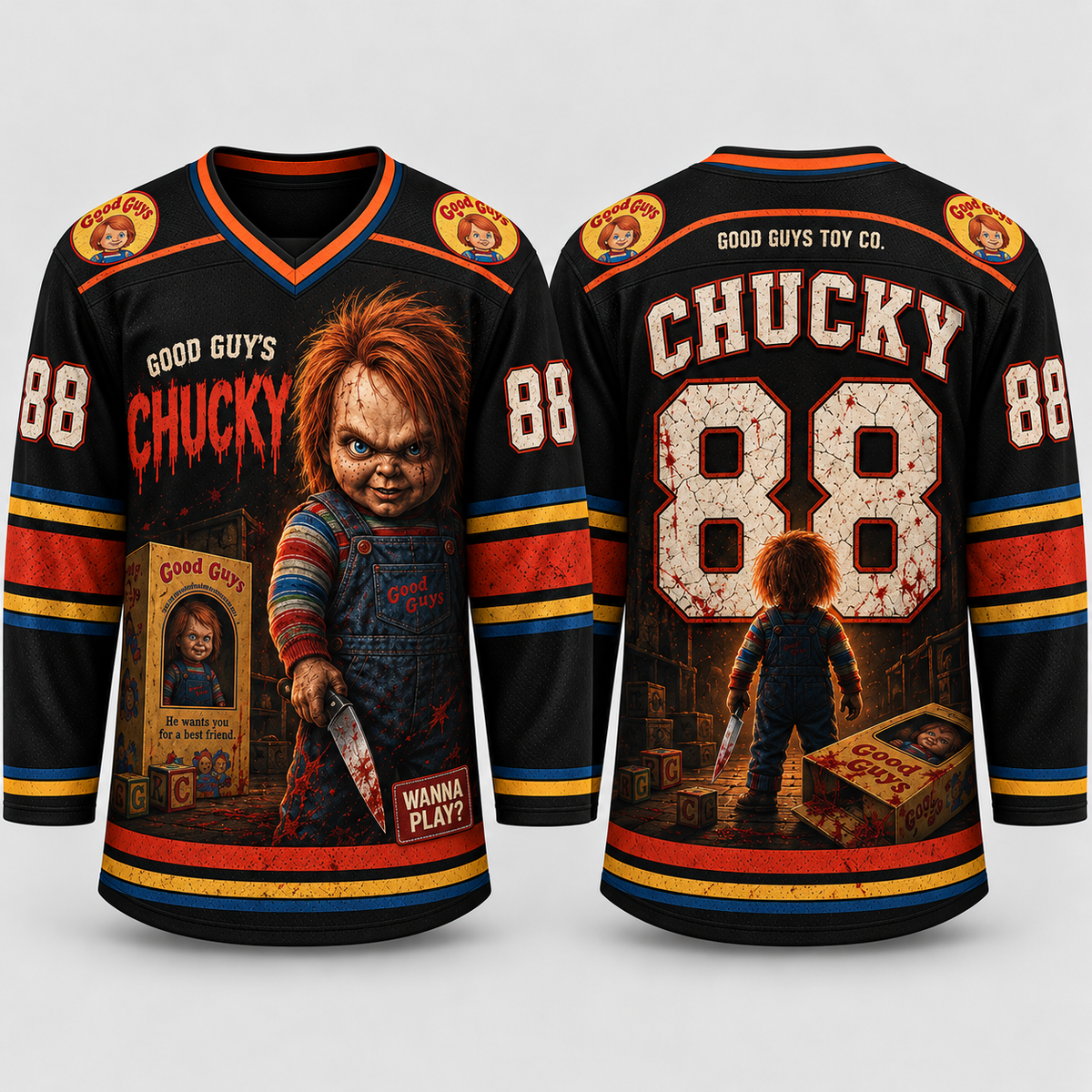 Horror Slasher Hockey Jersey, Classic Horror Movie Shirt