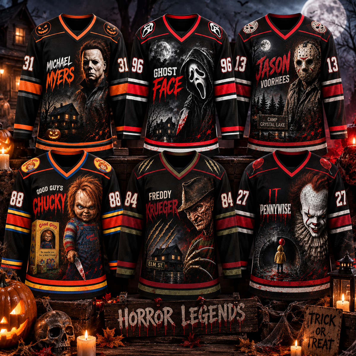 Horror Slasher Hockey Jersey, Classic Horror Movie Shirt