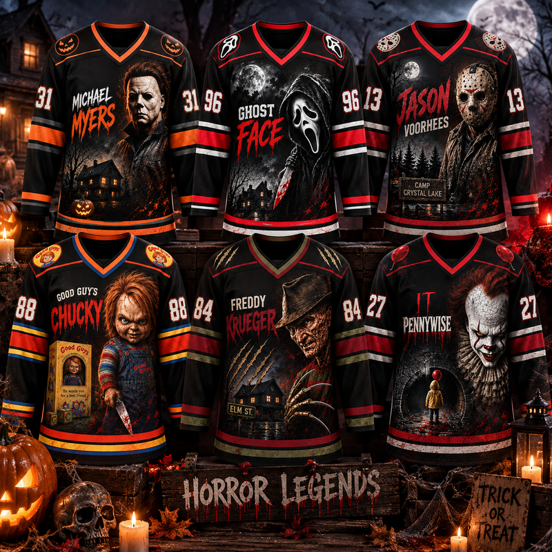 Horror Slasher Hockey Jersey, Classic Horror Movie Shirt
