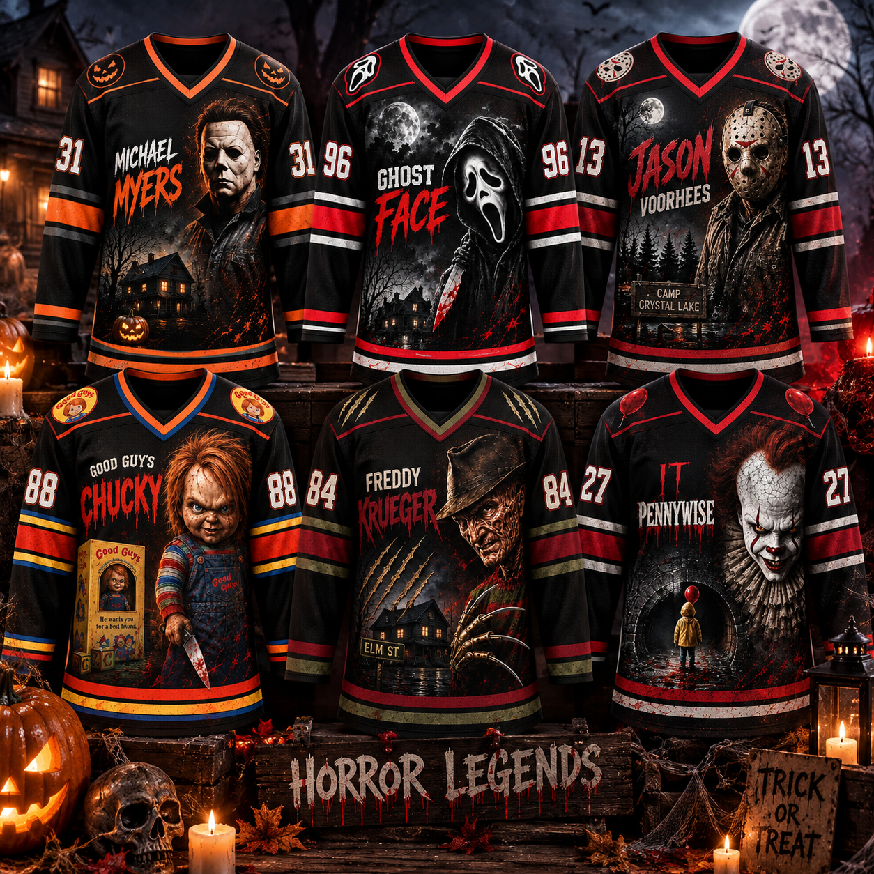 Horror Slasher Hockey Jersey, Classic Horror Movie Shirt