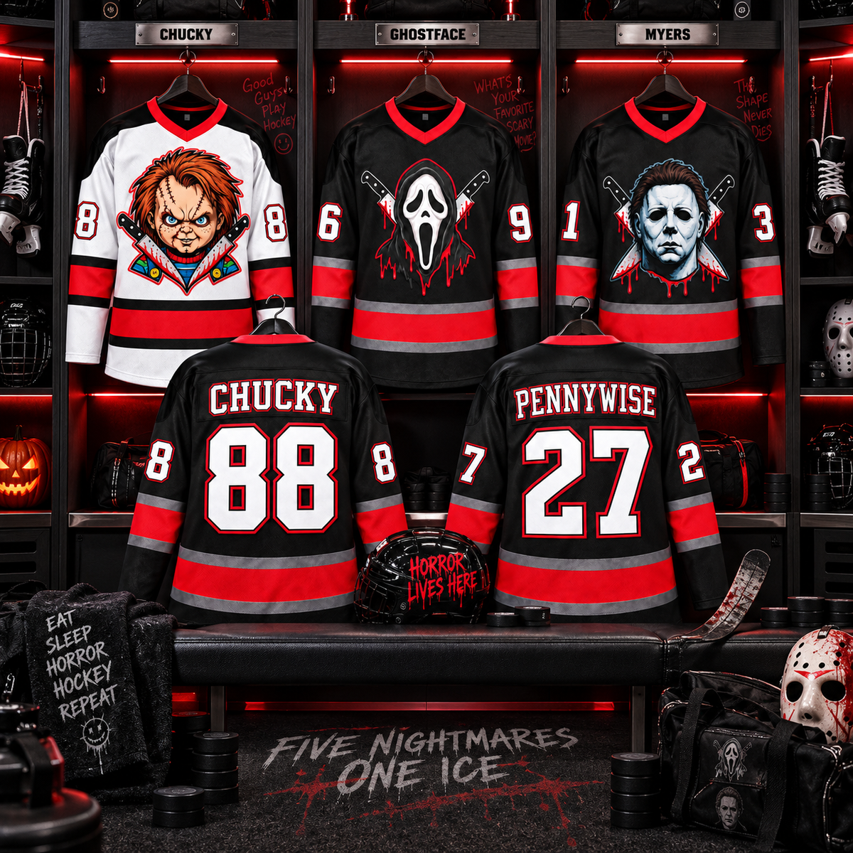 Horror Hockey Jersey – Halloween Slasher Style Fan Shirt