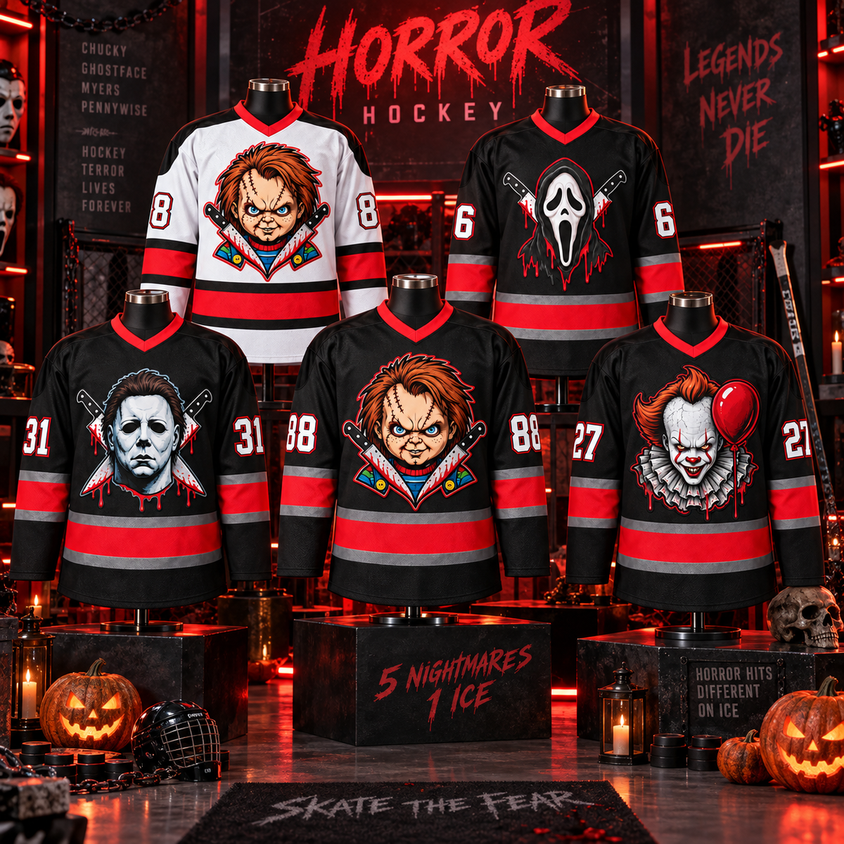 Horror Hockey Jersey – Halloween Slasher Style Fan Shirt