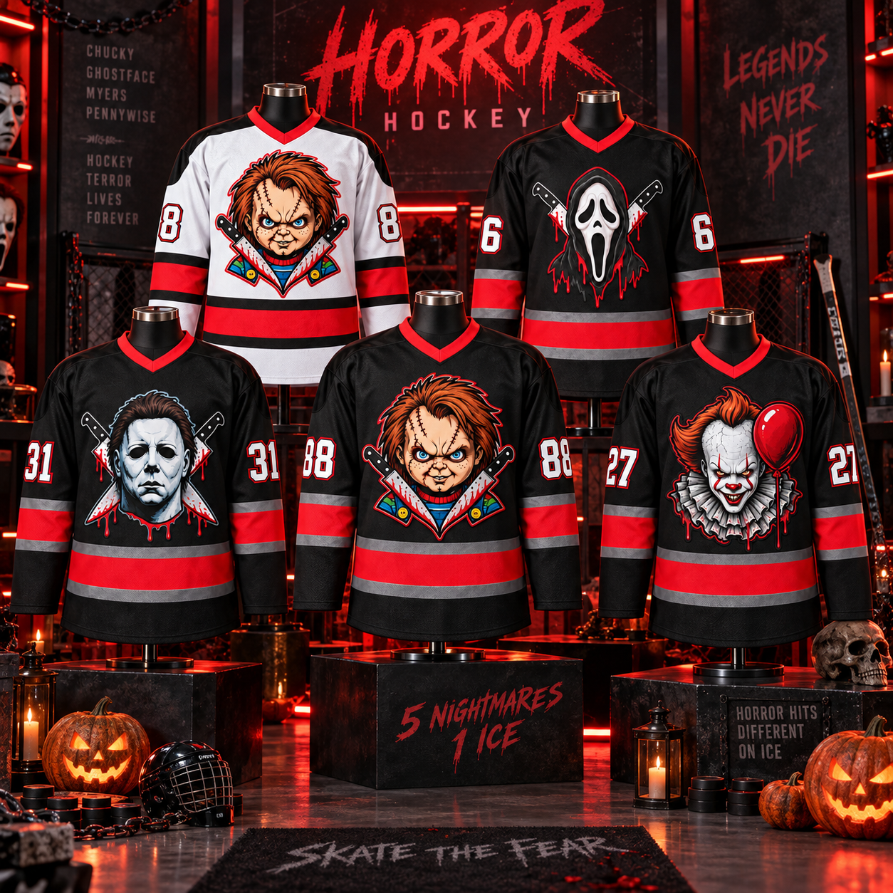 Horror Hockey Jersey – Halloween Slasher Style Fan Shirt