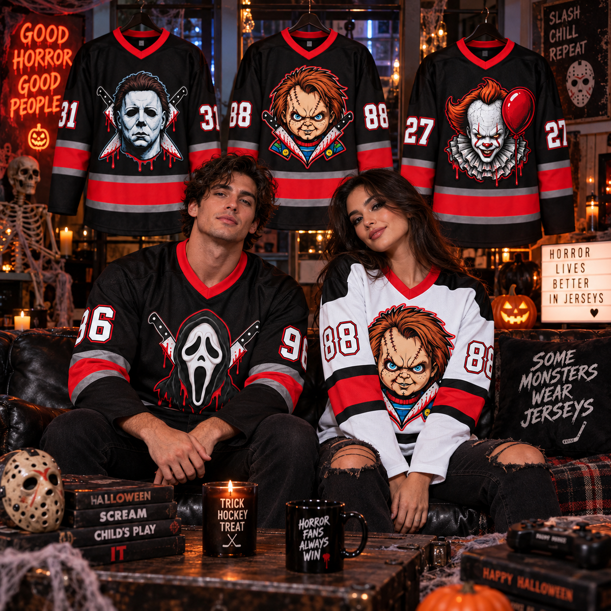 Horror Hockey Jersey – Halloween Slasher Style Fan Shirt