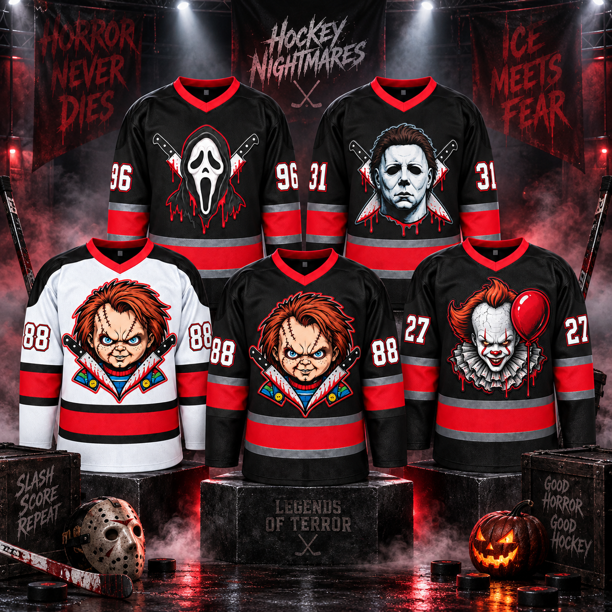 Horror Hockey Jersey – Halloween Slasher Style Fan Shirt