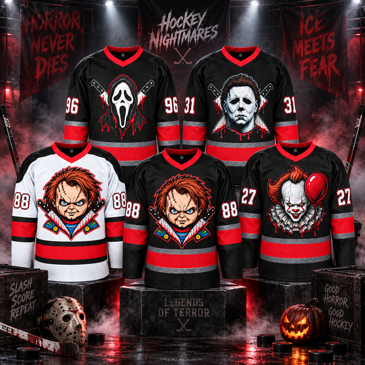 Horror Hockey Jersey – Halloween Slasher Style Fan Shirt