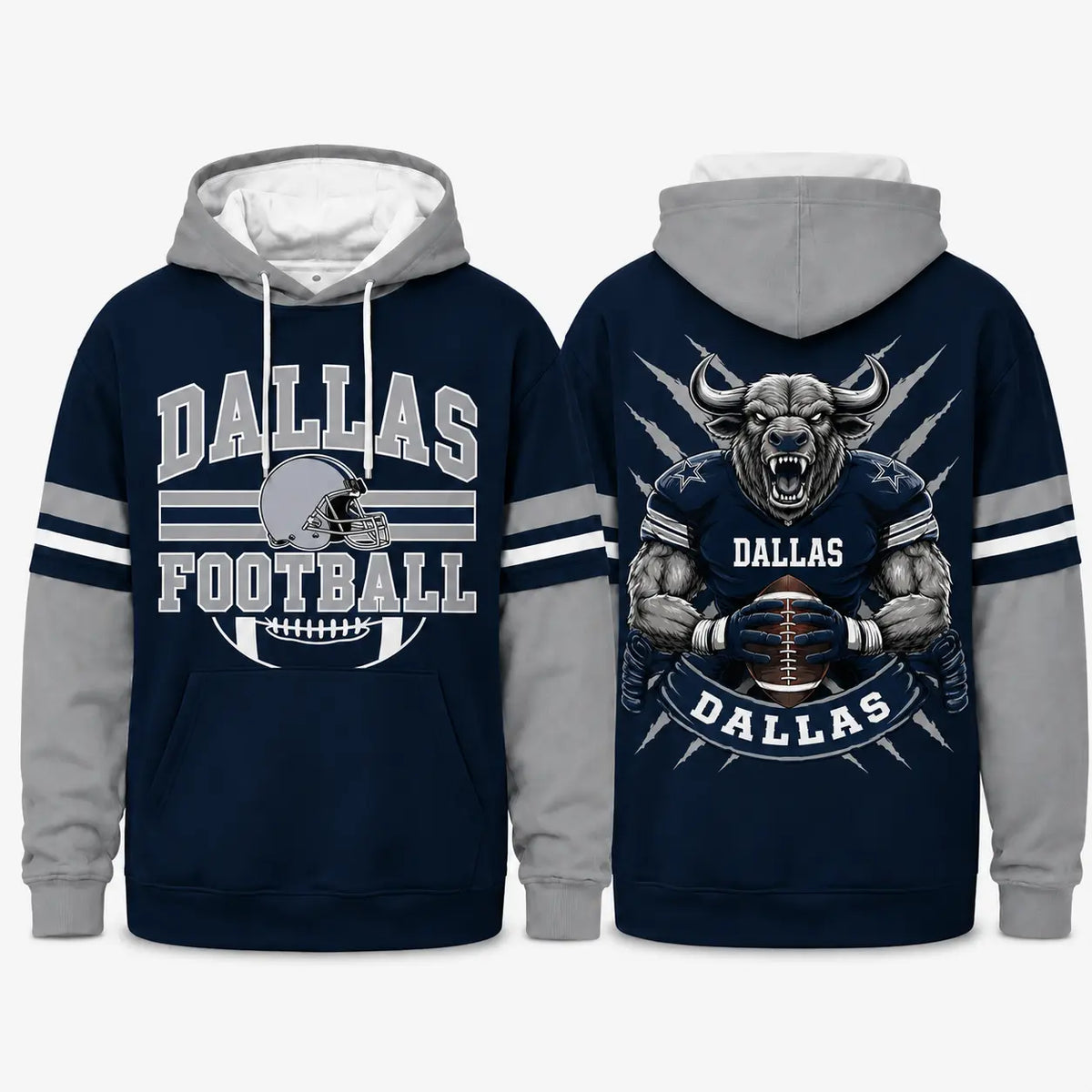 Retro Football Team Color Block Hoodie