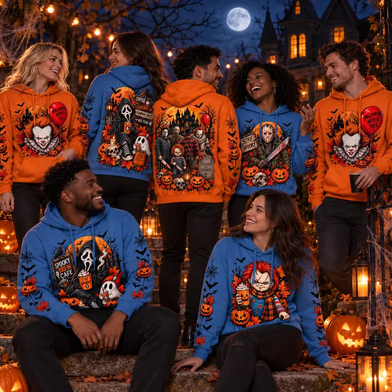 Unisex Halloween Horror Hoodie – Spooky Season Movie Graphic Pullover