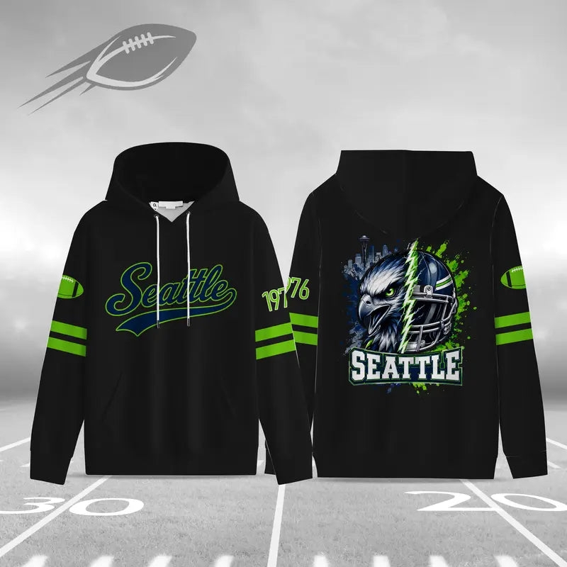 Unisex Football City Hoodie – Vintage Mascot Helmet Graphic Game Day Pullover Sweatshirt
