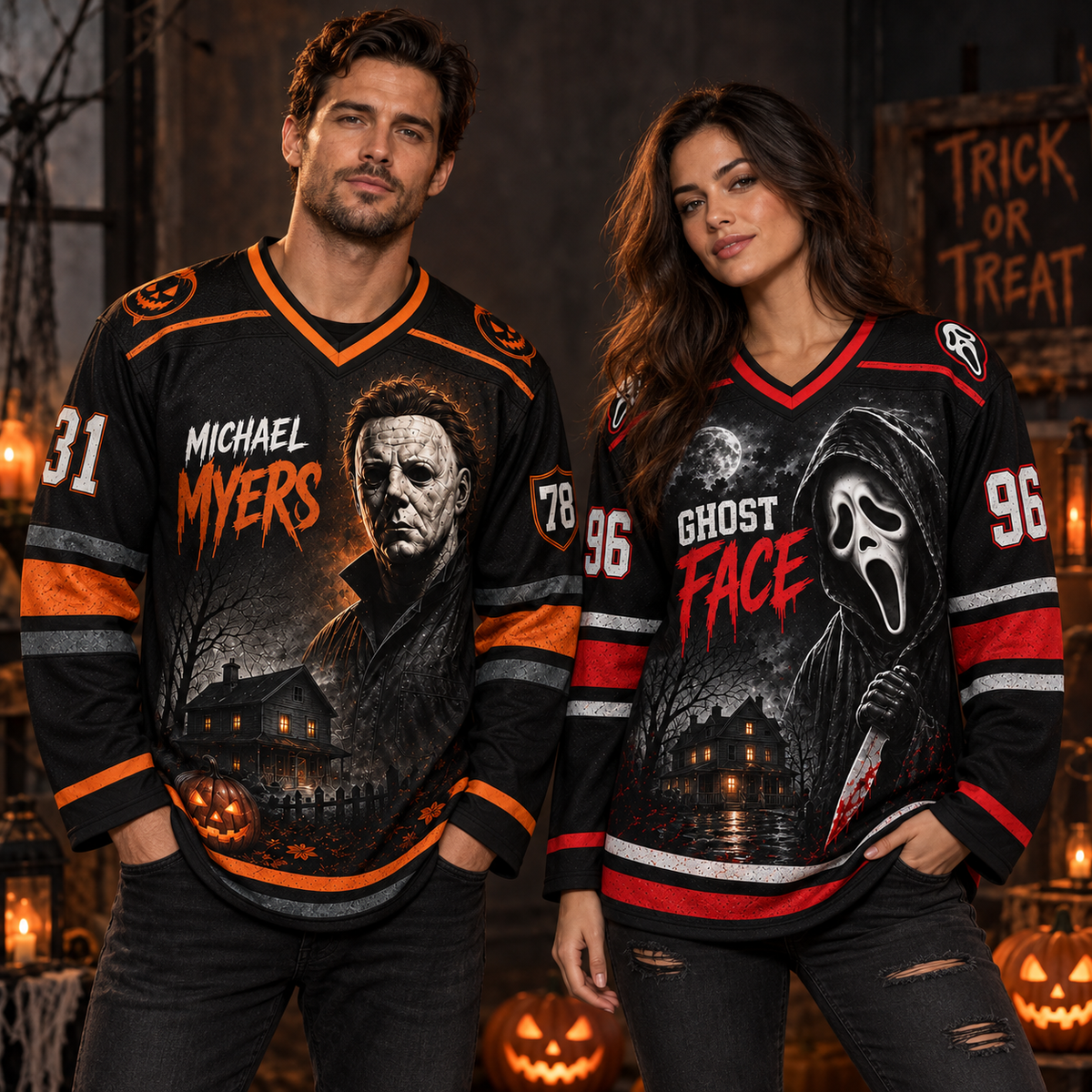 Horror Slasher Hockey Jersey, Classic Horror Movie Shirt