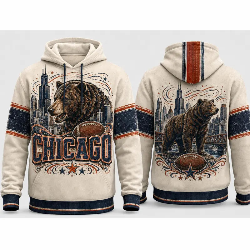 Vintage City Football Hoodie – Retro Game Day All-Over Print Pullover for Football Fans
