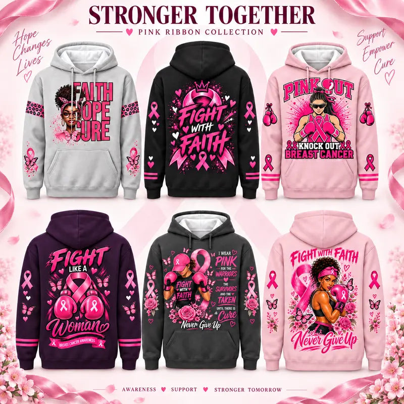 Stronger Together Pink Ribbon Hoodie