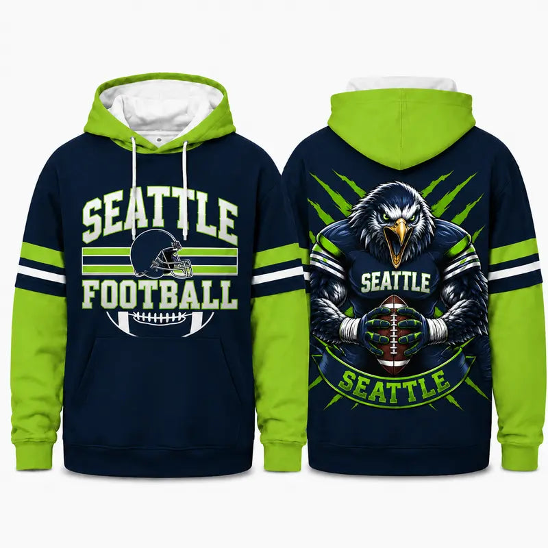 Retro Football Team Color Block Hoodie