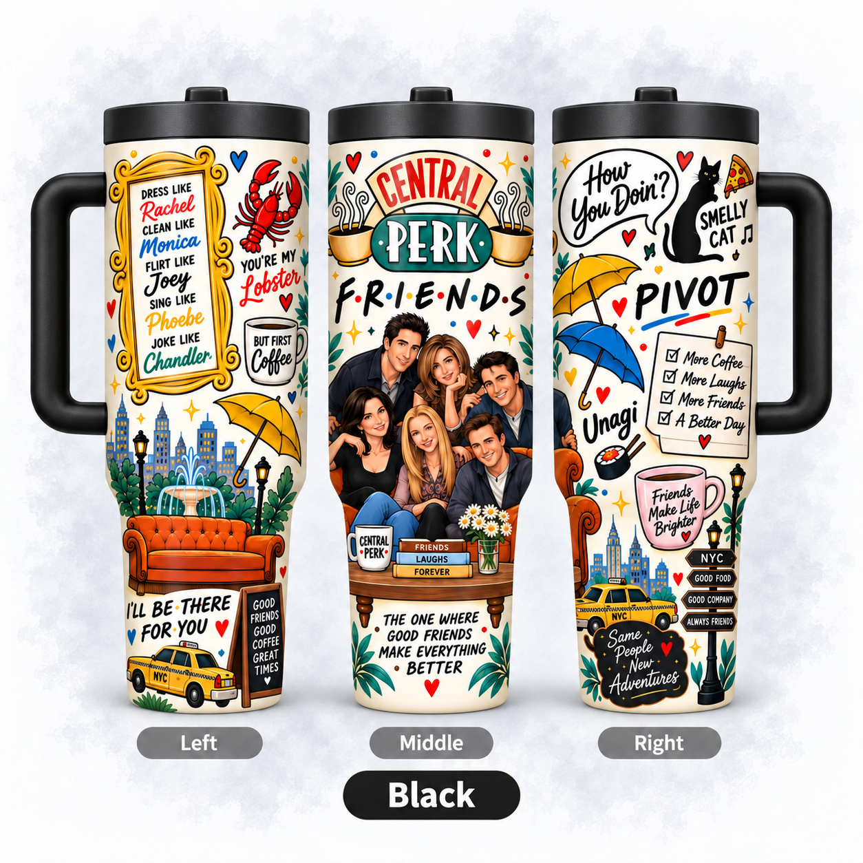 1 Pc 40oz Tumbler Friends Central Perk 40oz Stainless Steel Tumbler with Handle