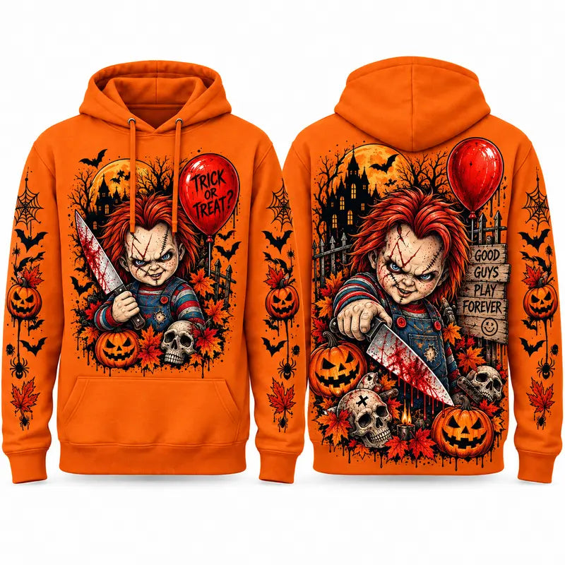 Unisex Halloween Horror Hoodie – Spooky Season Movie Graphic Pullover