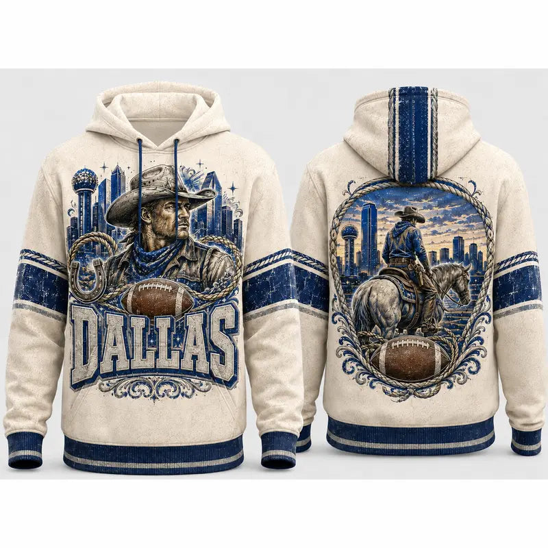 Vintage City Football Hoodie – Retro Game Day All-Over Print Pullover for Football Fans