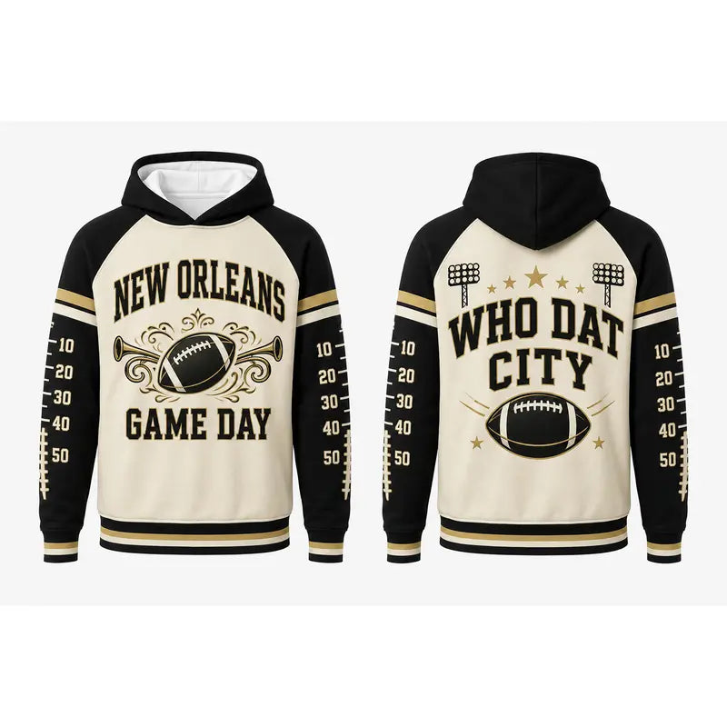Football Game Day Hoodie Collection – Vintage City & Mascot Graphic Pullover for Football Fans