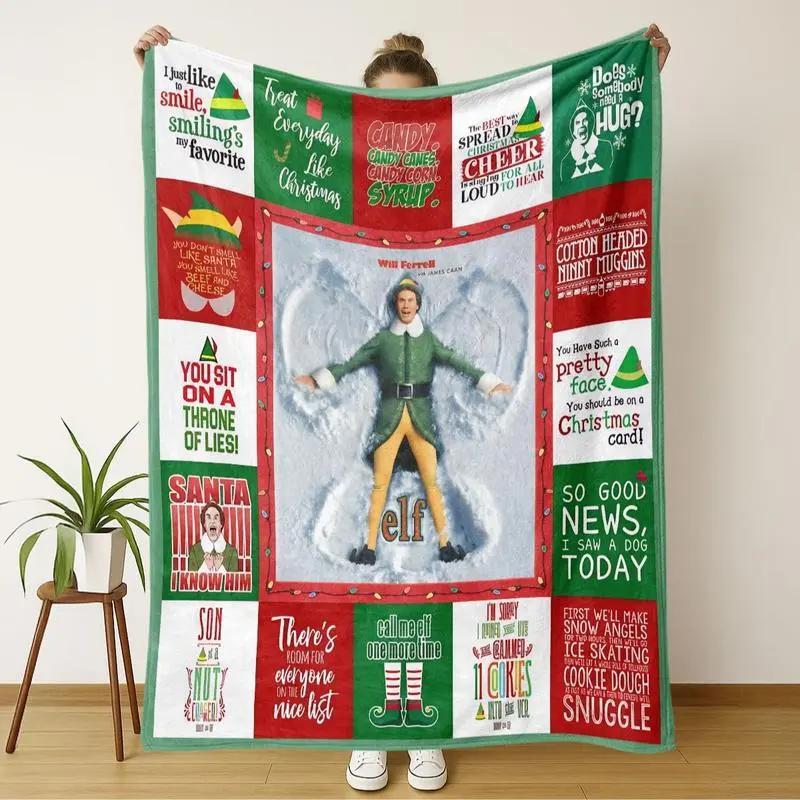 Christmas Movie Quotes Fleece Blanket – Holiday Classics Patchwork Throw – Elf Photo Patchwork
