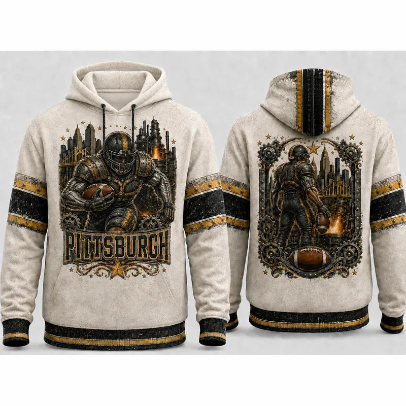 Vintage City Football Hoodie – Retro Game Day All-Over Print Pullover for Football Fans