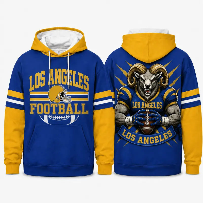 Retro Football Team Color Block Hoodie