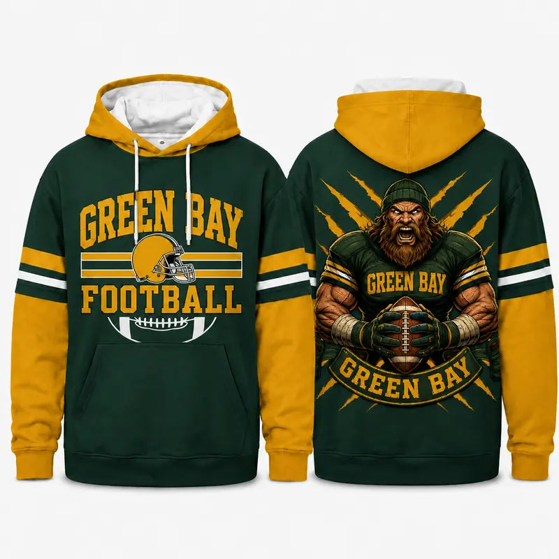 Retro Football Team Color Block Hoodie