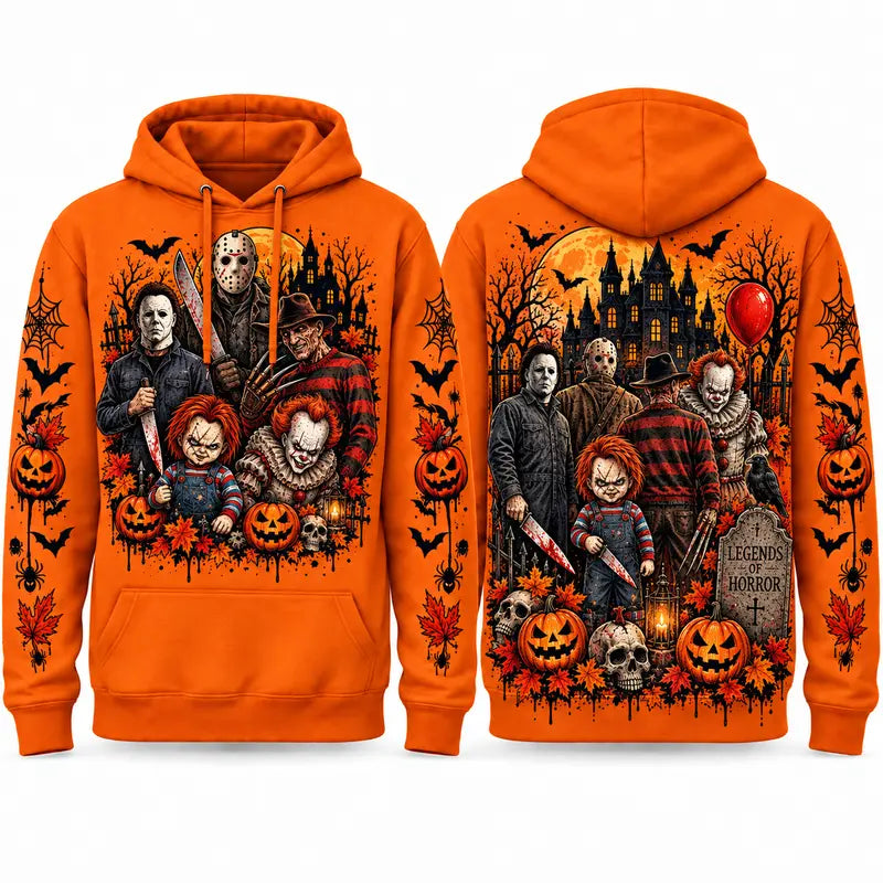 Unisex Halloween Horror Hoodie – Spooky Season Movie Graphic Pullover