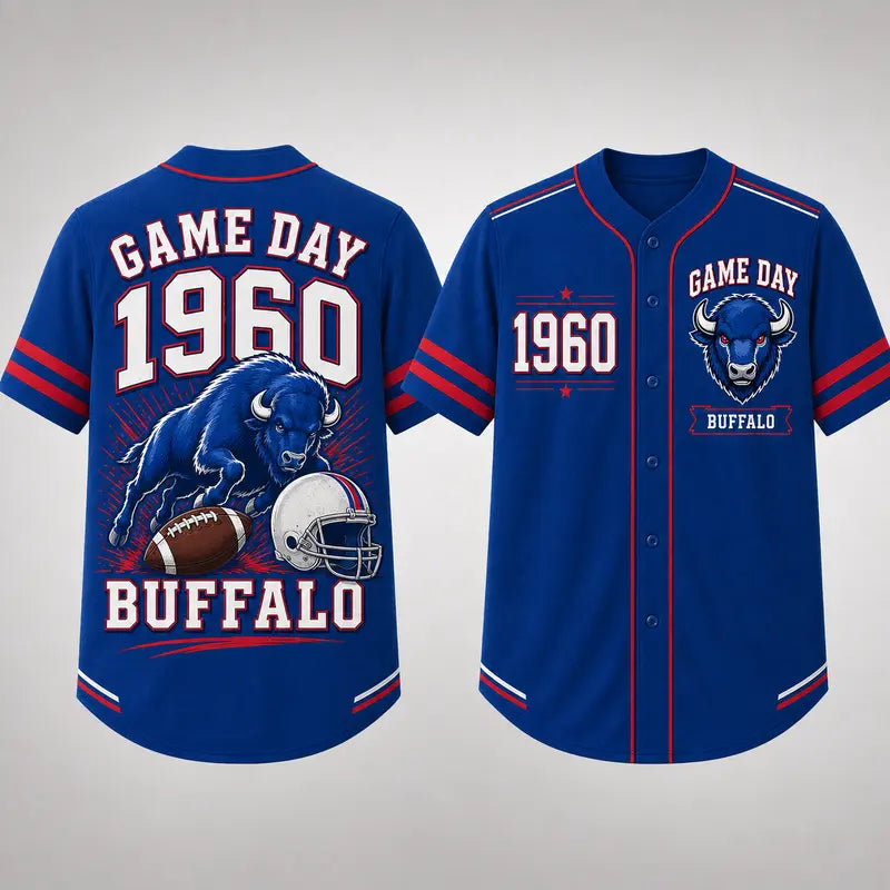 Men’s Retro Game Day Football Jersey – Short Sleeve Button Up Fan Shirt
