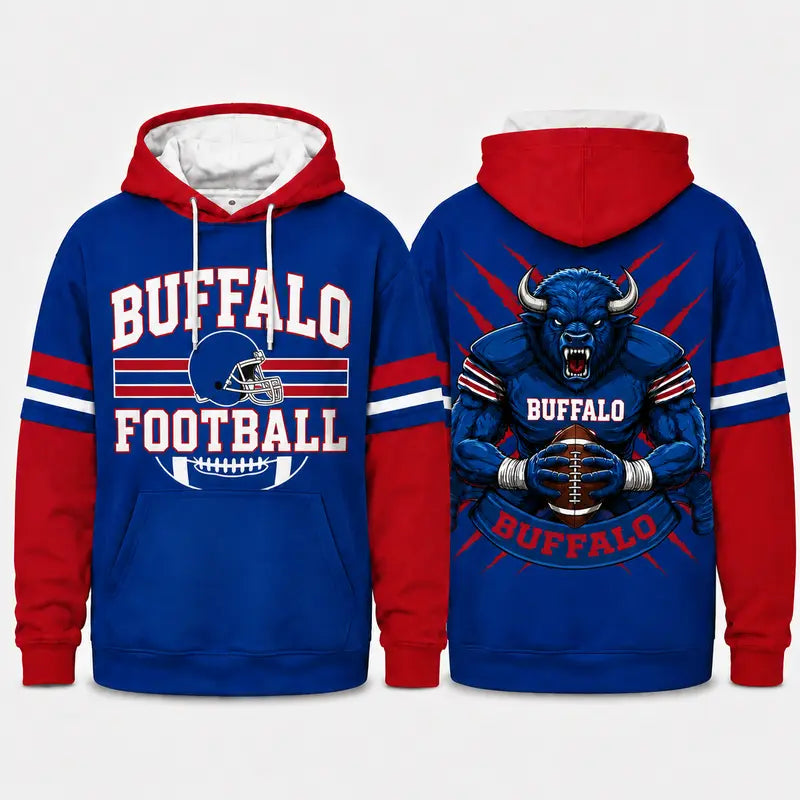 Retro Football Team Color Block Hoodie