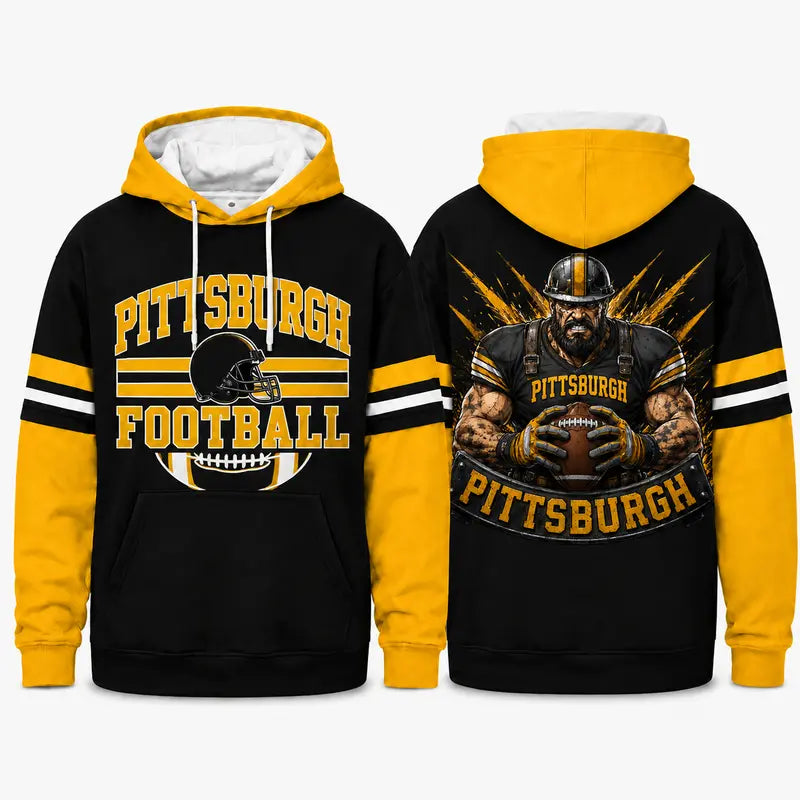 Retro Football Team Color Block Hoodie