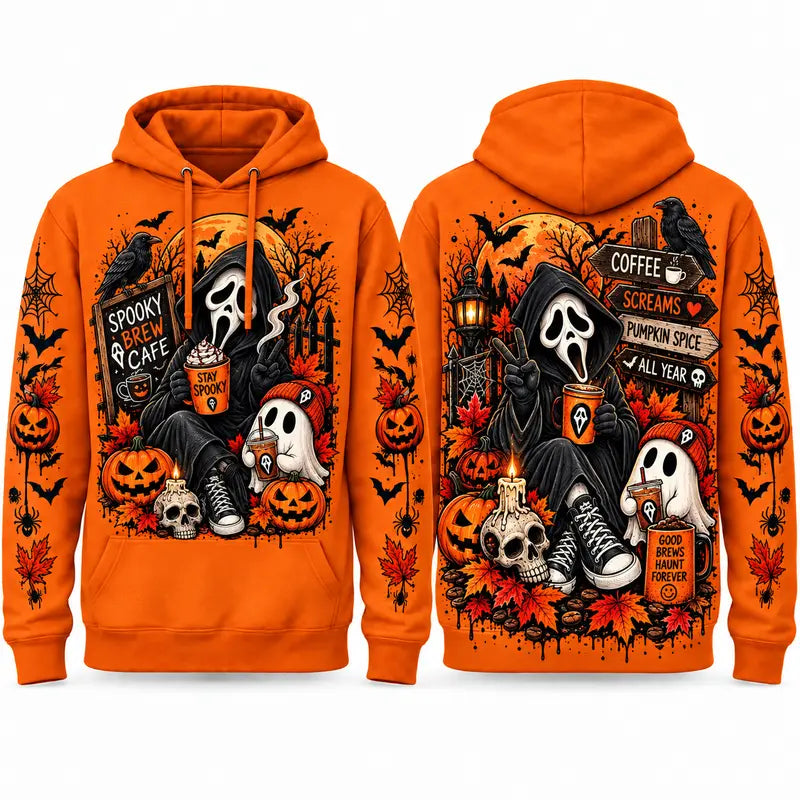 Unisex Halloween Horror Hoodie – Spooky Season Movie Graphic Pullover