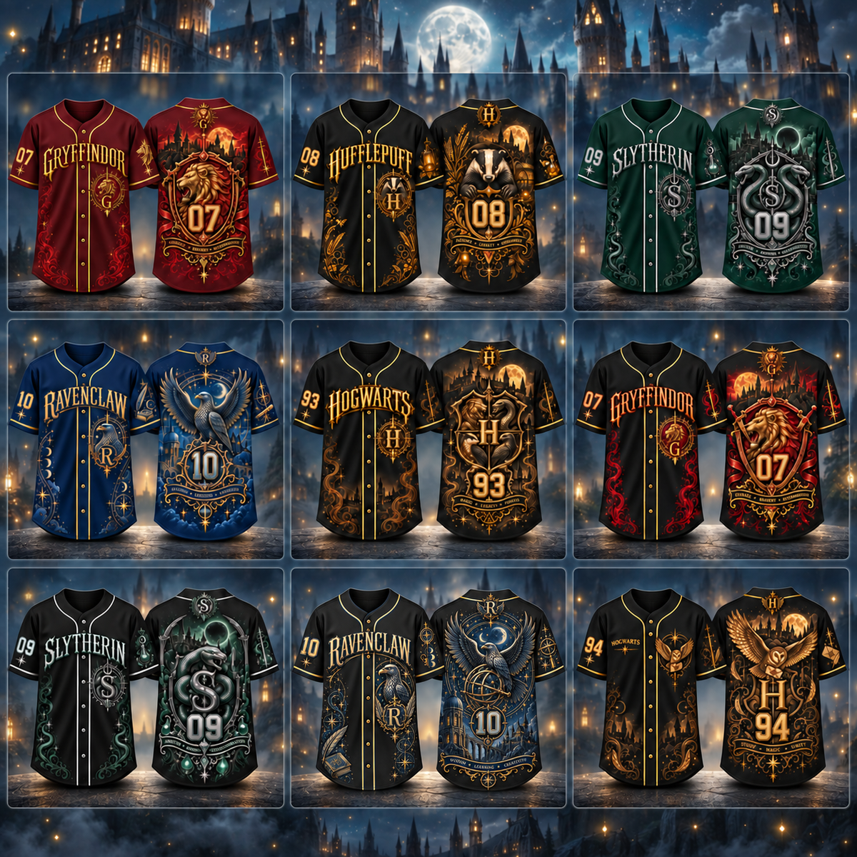Harry Potter 3D Baseball Jersey – Hogwarts House Collection