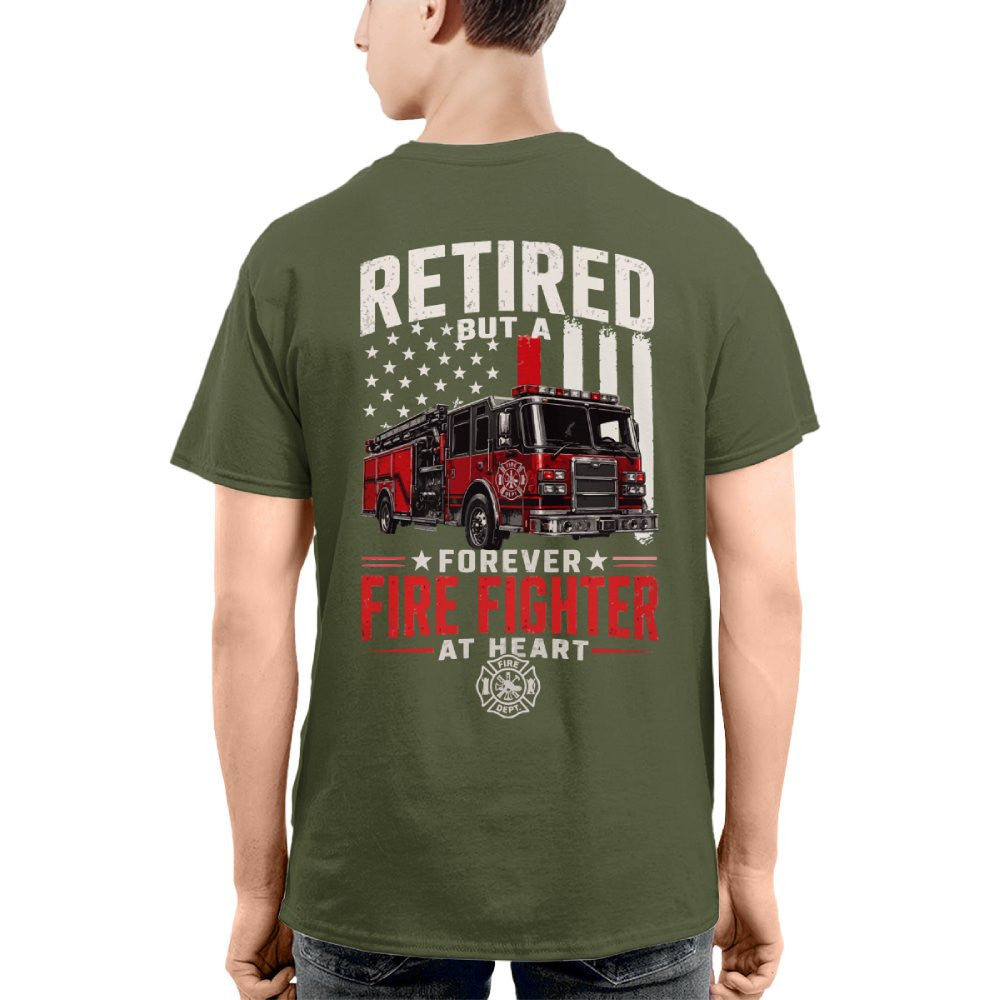 Retired Firefighter At Heart - T-Shirt Hoodie & More