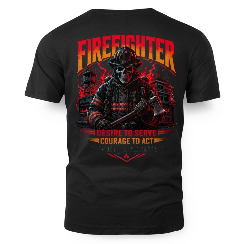 Courage Firefighter Skull Apparel - T-Shirt Hoodie & More