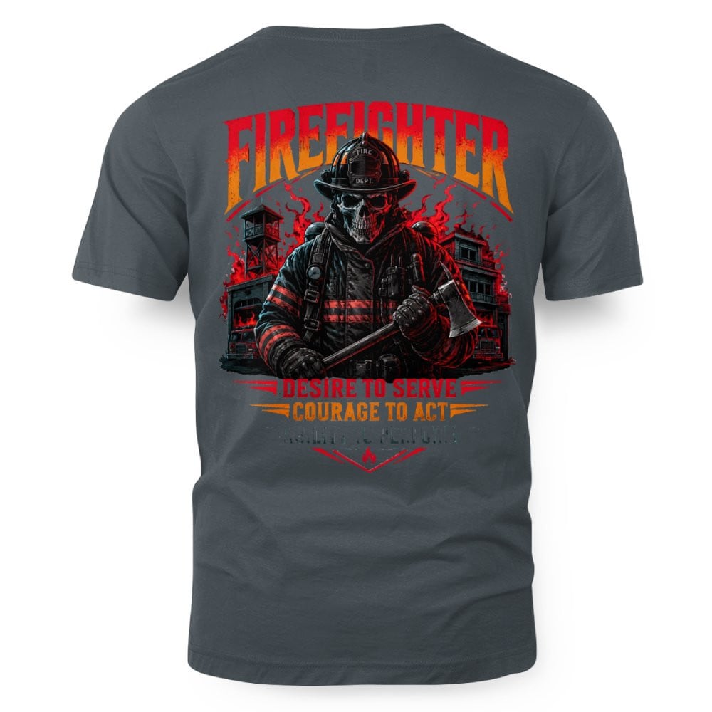 Courage Firefighter Skull Apparel - T-Shirt Hoodie & More