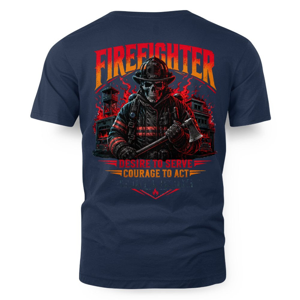 Courage Firefighter Skull Apparel - T-Shirt Hoodie & More
