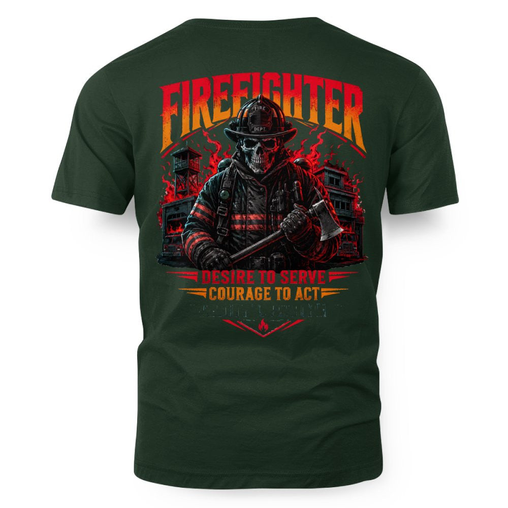 Courage Firefighter Skull Apparel - T-Shirt Hoodie & More