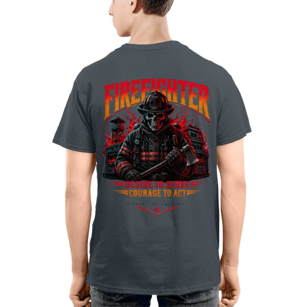 Courage Firefighter Skull Apparel - T-Shirt Hoodie & More