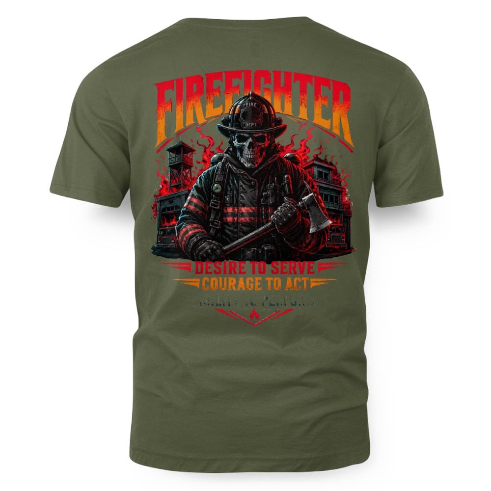 Courage Firefighter Skull Apparel - T-Shirt Hoodie & More