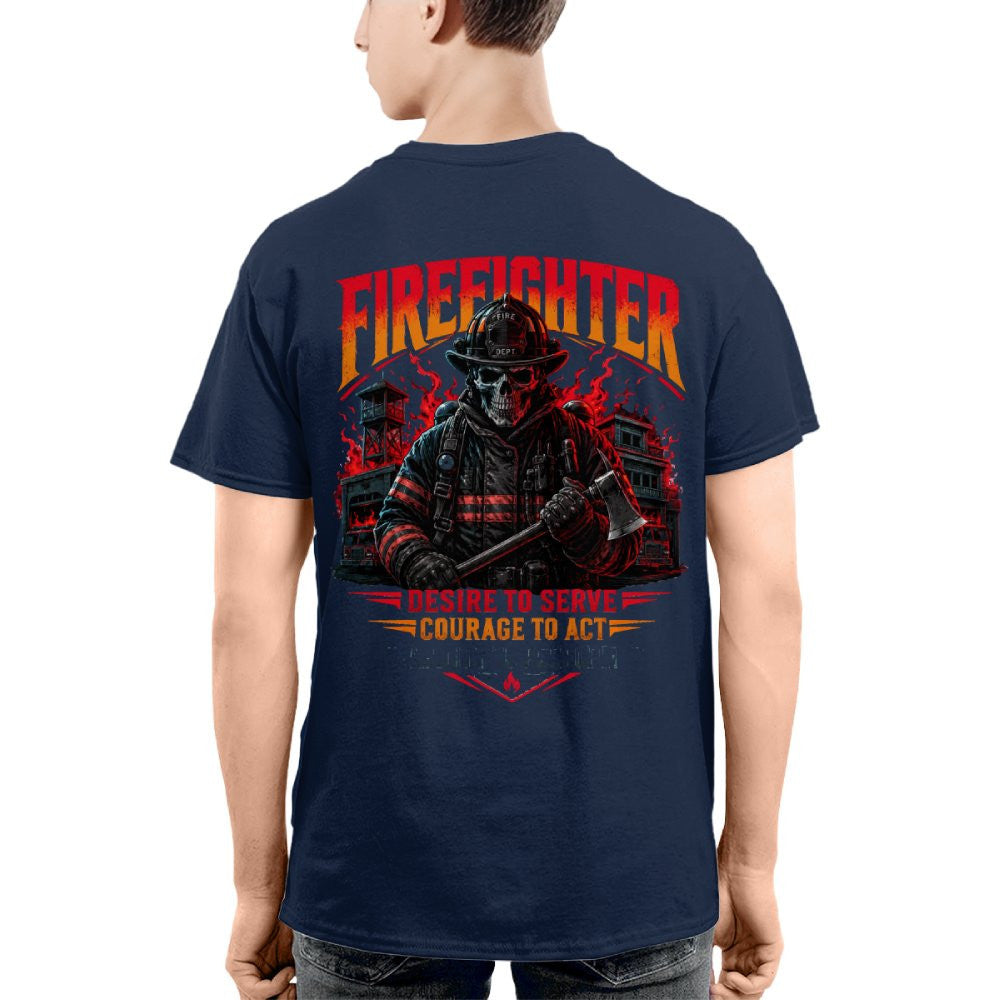 Courage Firefighter Skull Apparel - T-Shirt Hoodie & More