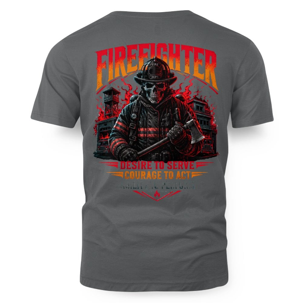 Courage Firefighter Skull Apparel - T-Shirt Hoodie & More