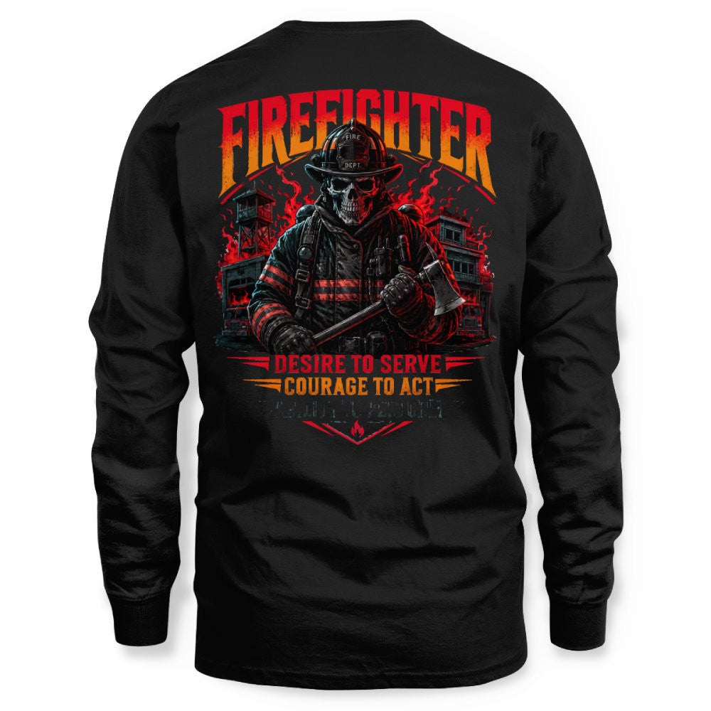 Courage Firefighter Skull Apparel - T-Shirt Hoodie & More