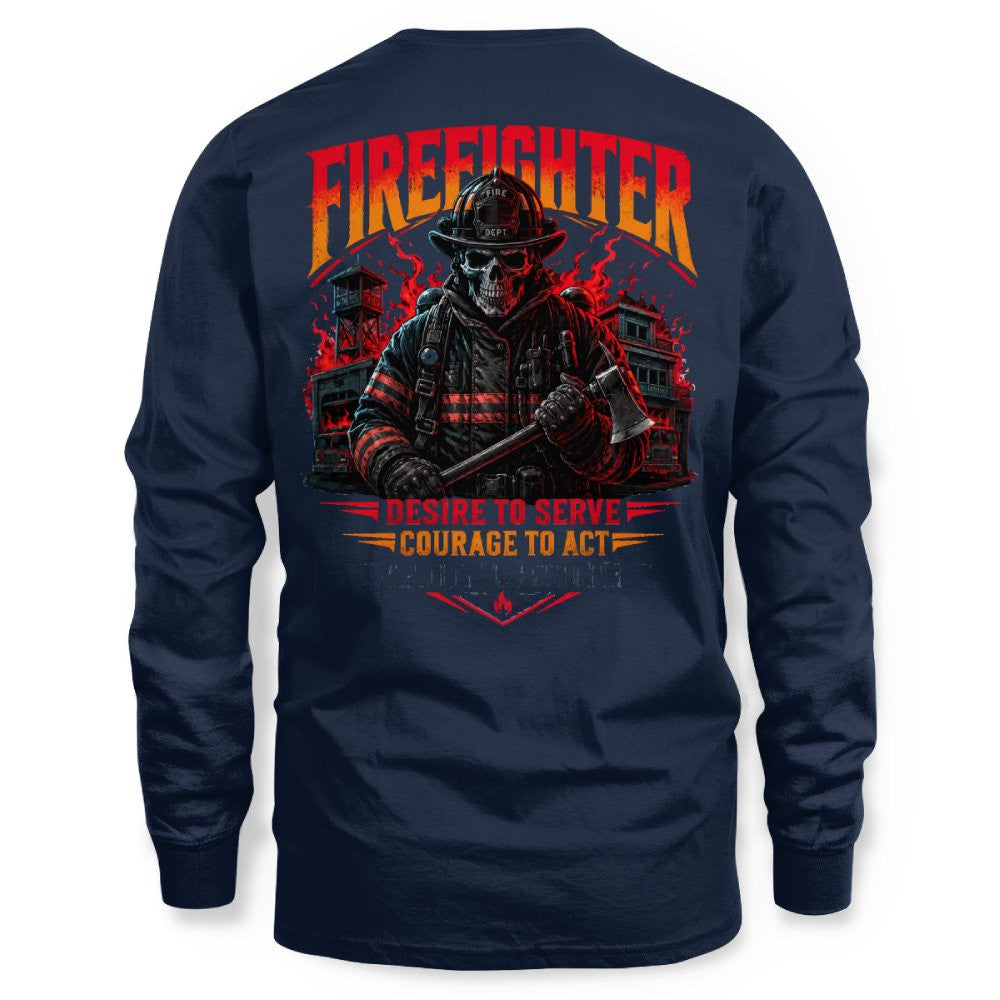 Courage Firefighter Skull Apparel - T-Shirt Hoodie & More